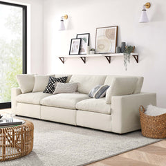 Commix Light Beige 3 Piece Down Filled Overstuffed Sectional Sofa Set - Ornate Home
