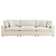 Commix Light Beige 3 Piece Down Filled Overstuffed Sectional Sofa Set - Ornate Home