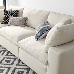 Commix Light Beige 3 Piece Down Filled Overstuffed Sectional Sofa Set - Ornate Home