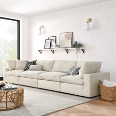 Commix Light Beige 4 Piece Down Filled Overstuffed Sectional Sofa Set - 40x158" - Ornate Home