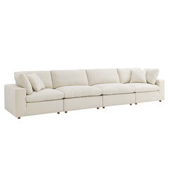 Commix Light Beige 4 Piece Down Filled Overstuffed Sectional Sofa Set - 40x158" - Ornate Home