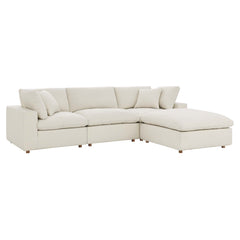 Commix Light Beige 4 Piece Down Filled Overstuffed Sectional Sofa Set - 80x118" - Ornate Home