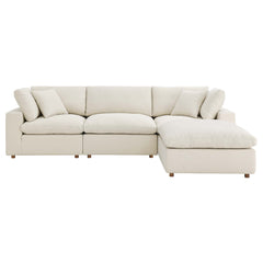 Commix Light Beige 4 Piece Down Filled Overstuffed Sectional Sofa Set - 80x118" - Ornate Home