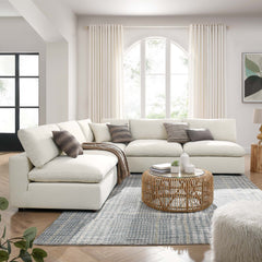 Commix Light Beige 5-Piece Down Filled Overstuffed Armless Sectional Sofa - Ornate Home