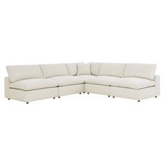 Commix Light Beige 5-Piece Down Filled Overstuffed Armless Sectional Sofa - Ornate Home