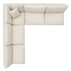 Commix Light Beige 5-Piece Down Filled Overstuffed Armless Sectional Sofa - Ornate Home