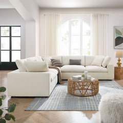 Commix Light Beige 5 Piece Down Filled Overstuffed Sectional Sofa - Ornate Home