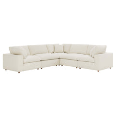 Commix Light Beige 5 Piece Down Filled Overstuffed Sectional Sofa - Ornate Home