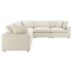 Commix Light Beige 5 Piece Down Filled Overstuffed Sectional Sofa - Ornate Home