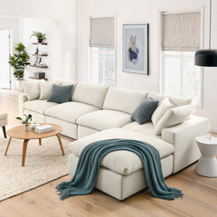 Commix Light Beige 5 Piece Down Filled Overstuffed Sectional Sofa Set - Ornate Home