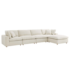 Commix Light Beige 5 Piece Down Filled Overstuffed Sectional Sofa Set - Ornate Home