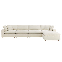 Commix Light Beige 5 Piece Down Filled Overstuffed Sectional Sofa Set - Ornate Home