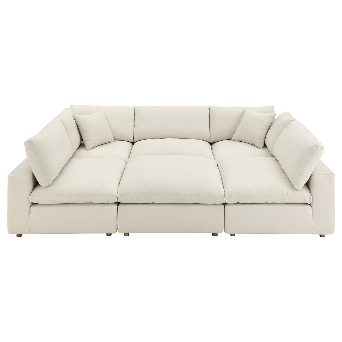 Commix Light Beige 6-Piece Down Filled Overstuffed Sectional Sofa - 80x120" - Ornate Home
