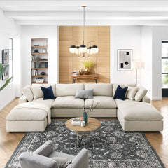 Commix Light Beige 6-Piece Down Filled Overstuffed Sectional Sofa - 80x158" - Ornate Home
