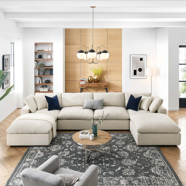 Commix Light Beige 6-Piece Down Filled Overstuffed Sectional Sofa - 80x158" - Ornate Home