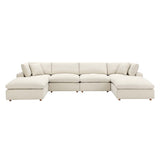 Commix Light Beige 6-Piece Down Filled Overstuffed Sectional Sofa - 80x158" - Ornate Home