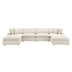 Commix Light Beige 6-Piece Down Filled Overstuffed Sectional Sofa - 80x158" - Ornate Home