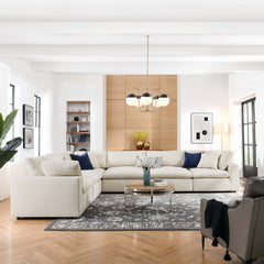Commix Light Beige 6 Piece Down Filled Overstuffed Sectional Sofa Set - Ornate Home