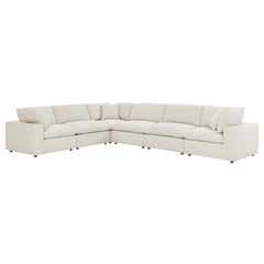 Commix Light Beige 6 Piece Down Filled Overstuffed Sectional Sofa Set - Ornate Home