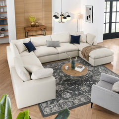 Commix Light Beige 7-Piece Down Filled Overstuffed Sectional Sofa - Ornate Home