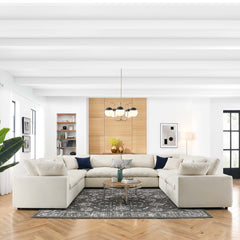 Commix Light Beige 8-Piece Down Filled Overstuffed Sectional Sofa - Ornate Home