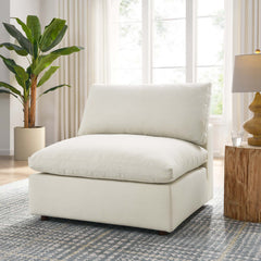 Commix Light Beige Down Filled Overstuffed Armless Chair - Ornate Home