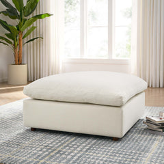 Commix Light Beige Down Filled Overstuffed Ottoman - Ornate Home