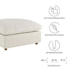 Commix Light Beige Down Filled Overstuffed Ottoman - Ornate Home