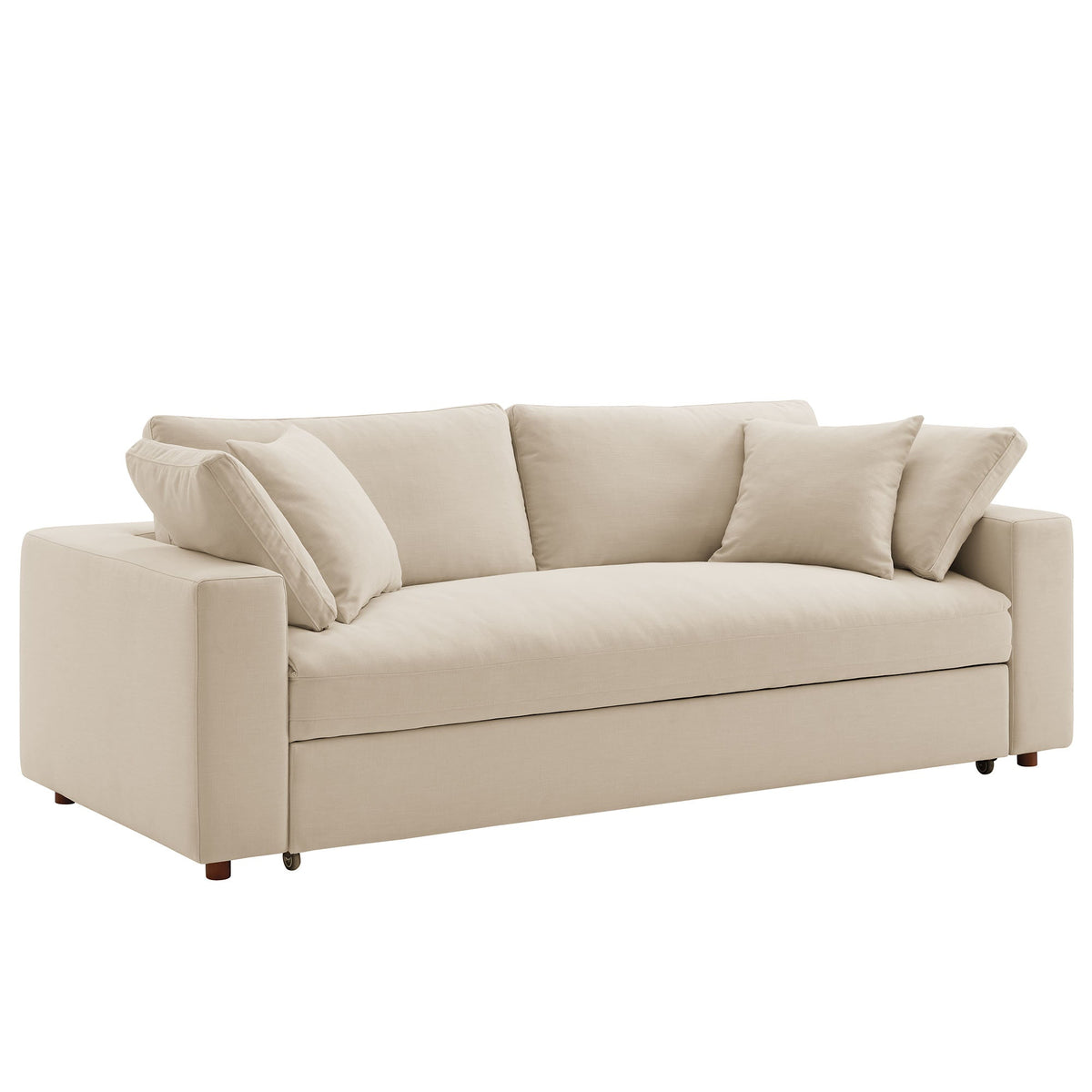 Commix Light Beige Down Filled Overstuffed Sleeper Sofa - Ornate Home