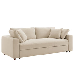 Commix Light Beige Down Filled Overstuffed Sleeper Sofa - Ornate Home