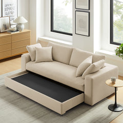 Commix Light Beige Down Filled Overstuffed Sleeper Sofa - Ornate Home