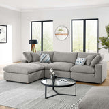 Commix Light Gray 4-Piece Down Filled Overstuffed Boucle Fabric Sectional Sofa - Ornate Home