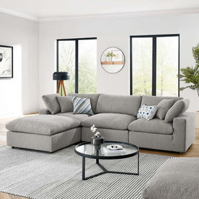 Commix Light Gray 4-Piece Down Filled Overstuffed Boucle Fabric Sectional Sofa - Ornate Home