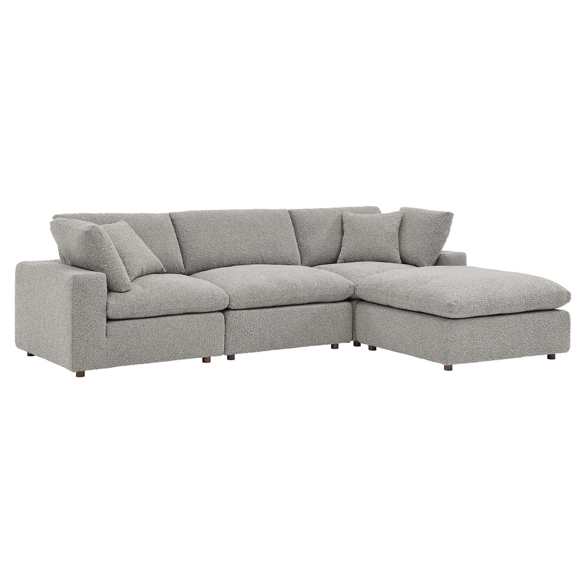 Commix Light Gray 4-Piece Down Filled Overstuffed Boucle Fabric Sectional Sofa - Ornate Home