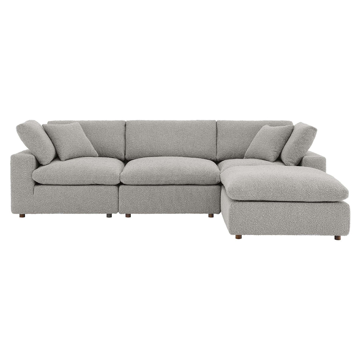 Commix Light Gray 4-Piece Down Filled Overstuffed Boucle Fabric Sectional Sofa - Ornate Home