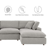 Commix Light Gray 4-Piece Down Filled Overstuffed Boucle Fabric Sectional Sofa - Ornate Home