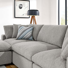 Commix Light Gray 4-Piece Down Filled Overstuffed Boucle Fabric Sectional Sofa - Ornate Home