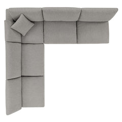 Commix Light Gray 5-Piece Down Filled Overstuffed Boucle Fabric Sectional Sofa - 40x119" - Ornate Home