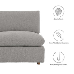 Commix Light Gray 5-Piece Down Filled Overstuffed Boucle Fabric Sectional Sofa - 40x119" - Ornate Home