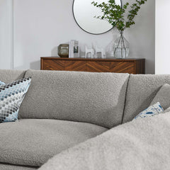 Commix Light Gray 5-Piece Down Filled Overstuffed Boucle Fabric Sectional Sofa - 40x119" - Ornate Home