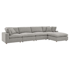 Commix Light Gray 5-Piece Down Filled Overstuffed Boucle Fabric Sectional Sofa - 80x160" - Ornate Home