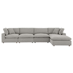 Commix Light Gray 5-Piece Down Filled Overstuffed Boucle Fabric Sectional Sofa - 80x160" - Ornate Home