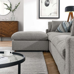 Commix Light Gray 5-Piece Down Filled Overstuffed Boucle Fabric Sectional Sofa - 80x160" - Ornate Home