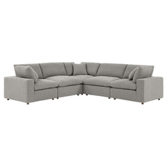 Commix Light Gray 5-Piece Down Filled Overstuffed Boucle Sectional Sofa - Ornate Home