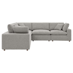 Commix Light Gray 5-Piece Down Filled Overstuffed Boucle Sectional Sofa - Ornate Home
