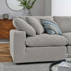 Commix Light Gray 5-Piece Down Filled Overstuffed Boucle Sectional Sofa - Ornate Home