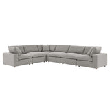 Commix Light Gray 6-Piece Down Filled Overstuffed Boucle Fabric Sectional Sofa - 40x159" - Ornate Home