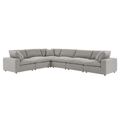 Commix Light Gray 6-Piece Down Filled Overstuffed Boucle Fabric Sectional Sofa - 40x159" - Ornate Home
