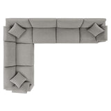 Commix Light Gray 6-Piece Down Filled Overstuffed Boucle Fabric Sectional Sofa - 40x159" - Ornate Home