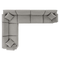 Commix Light Gray 6-Piece Down Filled Overstuffed Boucle Fabric Sectional Sofa - 40x159" - Ornate Home